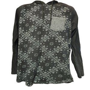 WXYZ Men's Long Sleeve Black/Gray Hooded Pull Over Sweater Large